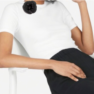 Tees with flower brooch